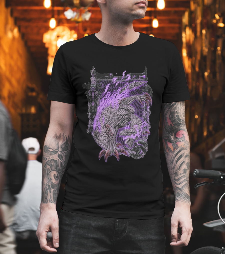Monster Hunter Wilds Gore Magala Purple Flames Energy T-Shirt