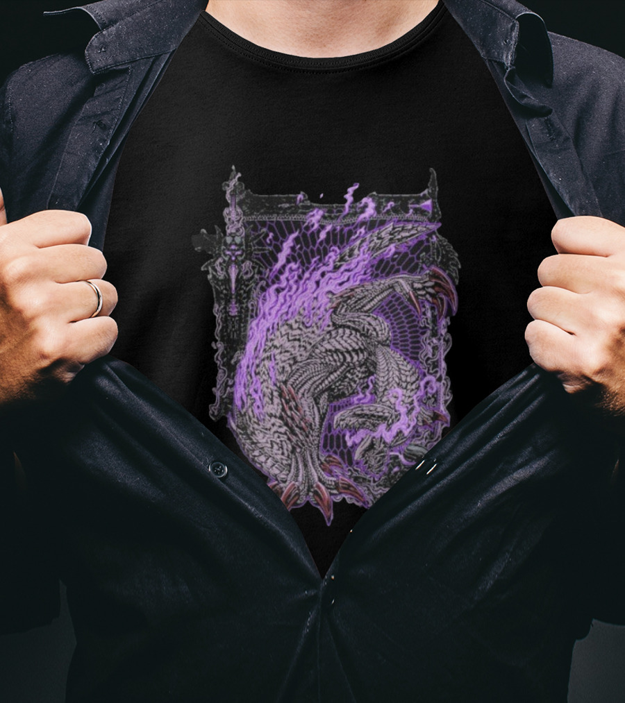 Monster Hunter Wilds Gore Magala Purple Flames Energy T-Shirt