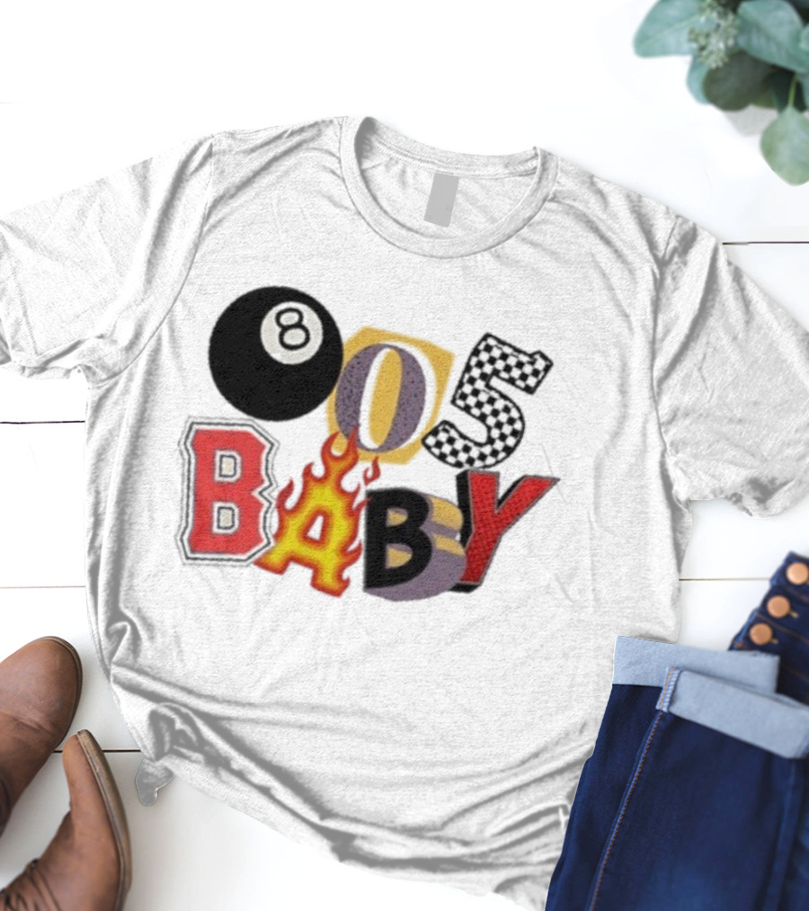 Big Time 805 Baby Eight Ball Fire Letters Retro Style T-Shirt
