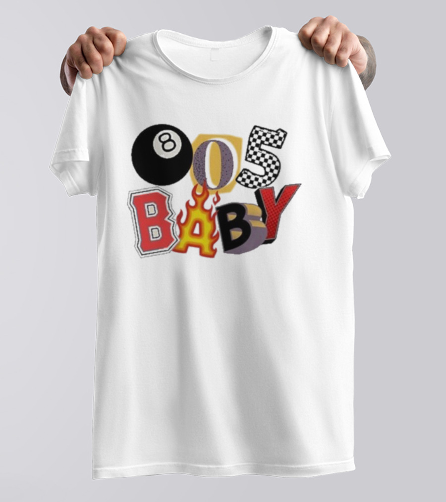 Big Time 805 Baby Eight Ball Fire Letters Retro Style T-Shirt