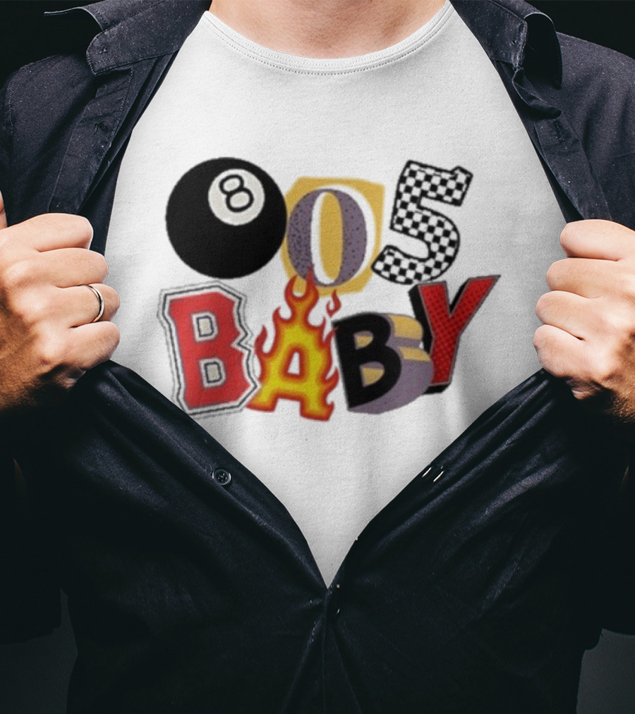 Big Time 805 Baby Eight Ball Fire Letters Retro Style T-Shirt