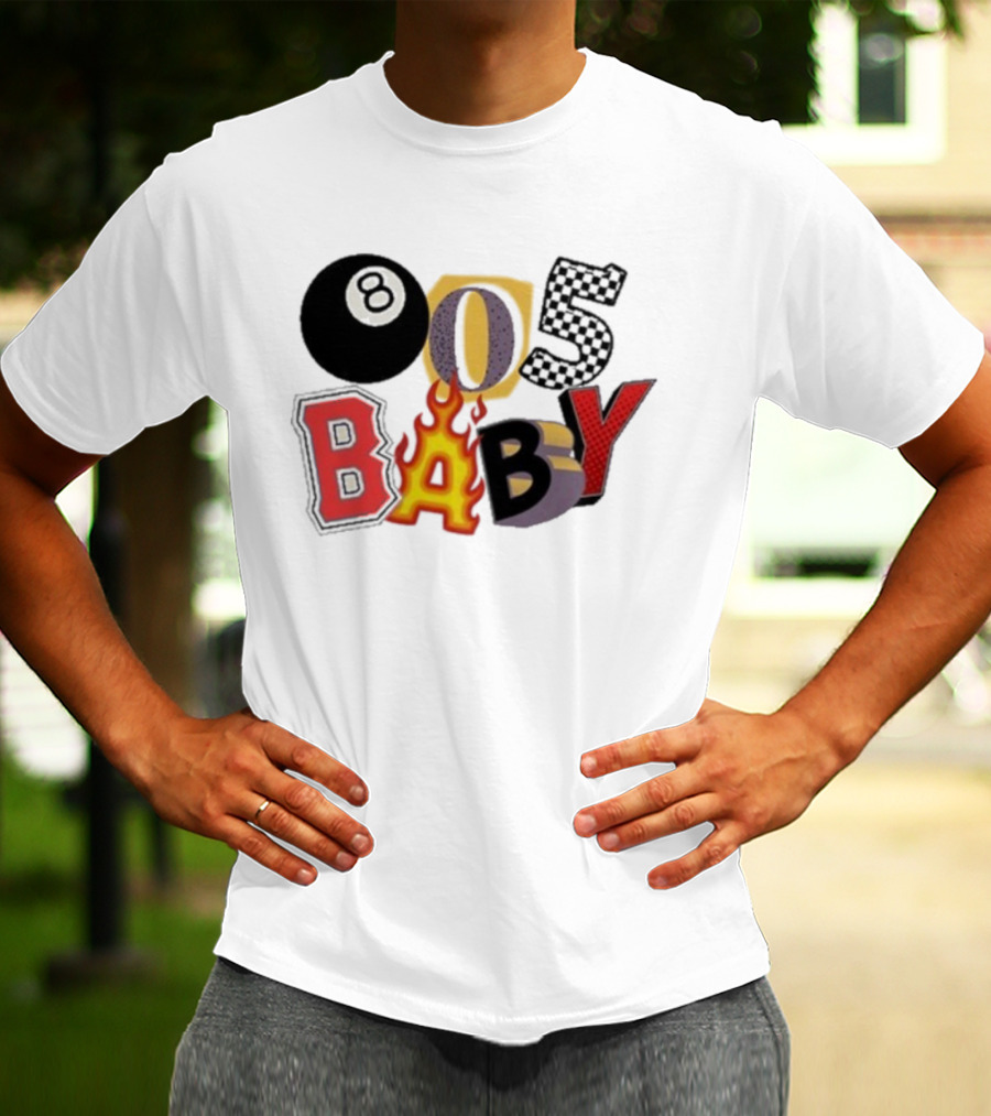 Big Time 805 Baby Eight Ball Fire Letters Retro Style T-Shirt