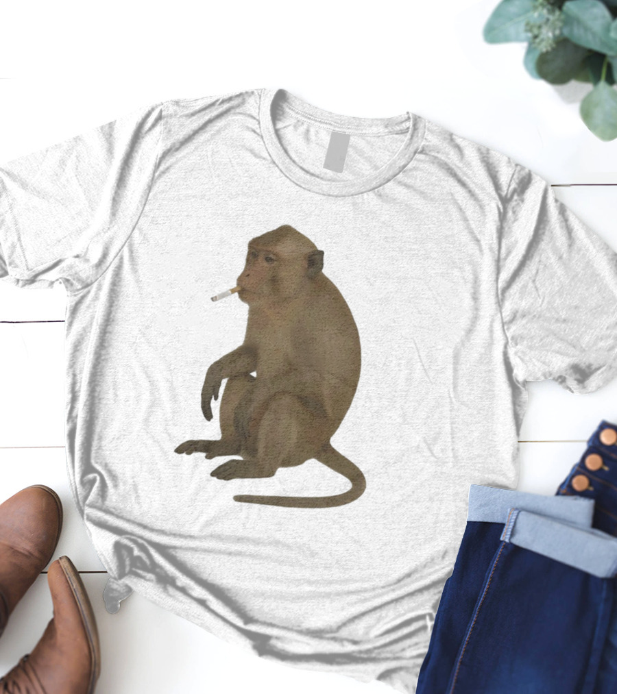 Crazy Monkey Smoking Cigarette Mood T-Shirt