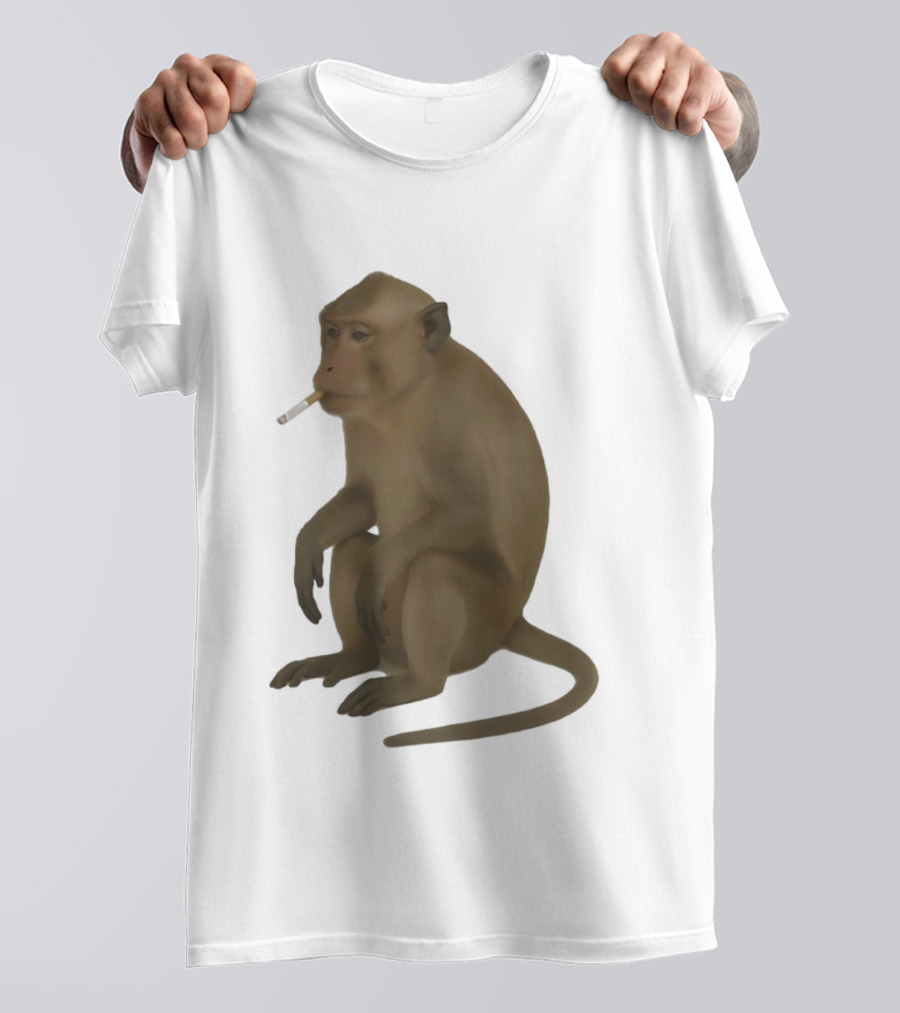 Crazy Monkey Smoking Cigarette Mood T-Shirt
