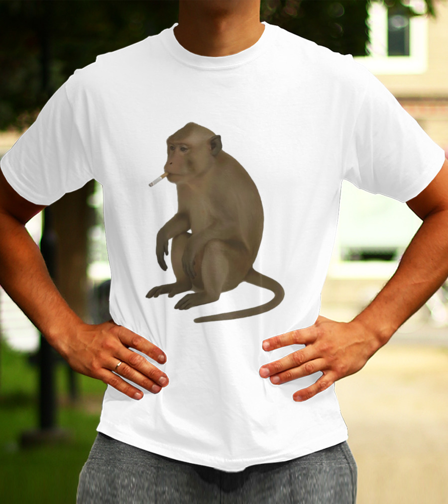 Crazy Monkey Smoking Cigarette Mood T-Shirt
