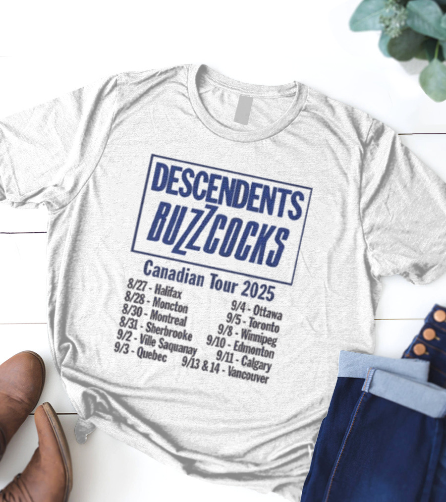 Descendents Buzzcocks Canadian Tour 2025 Halifax To Vancouver Concert Dates T-Shirt
