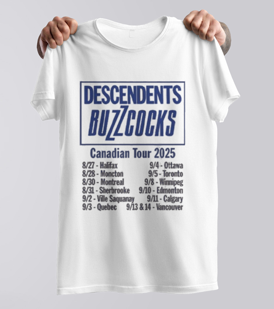 Descendents Buzzcocks Canadian Tour 2025 Halifax To Vancouver Concert Dates T-Shirt