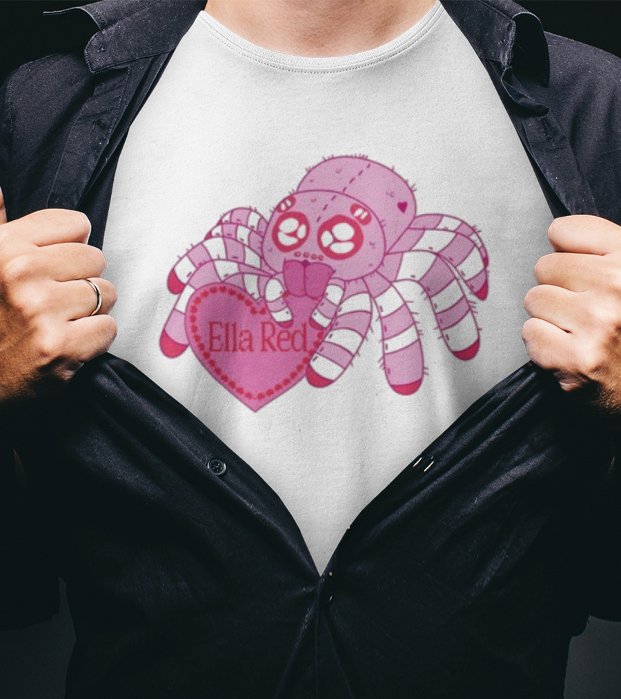 Ella Red Spider Pink Heart Cuteness T-Shirt