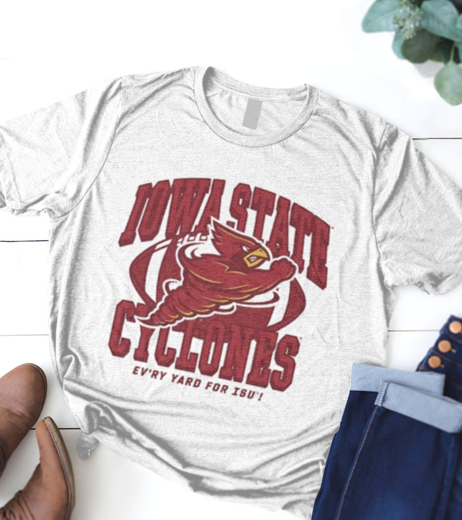 Iowa State Cyclones Ev’ry Yard For ISU Punching Mascot Football T-Shirt