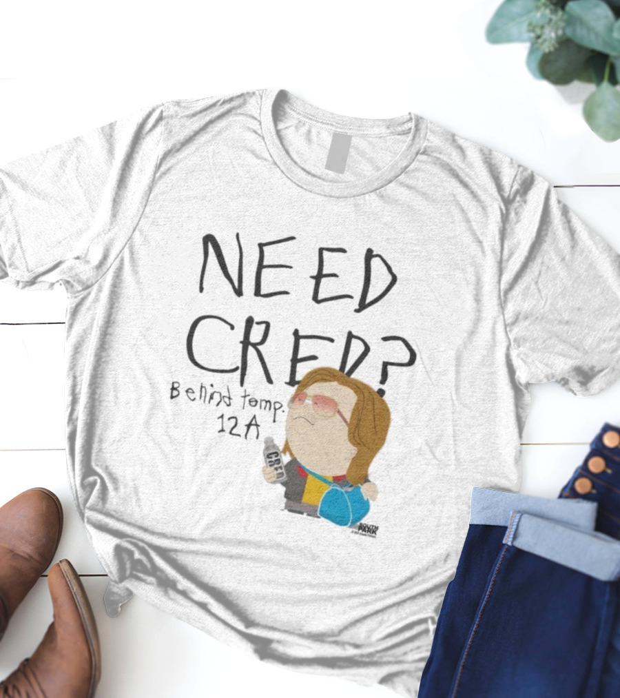 South Park Need Cred Behind Temp 12A Character Holding Microphone T-Shirt