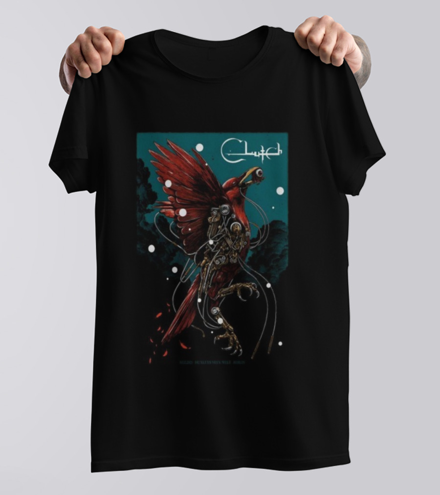 Clutch Huxleys Neue Welt Berlin Germany Dec 3 2025 Cybernetic Bird Design T-Shirt