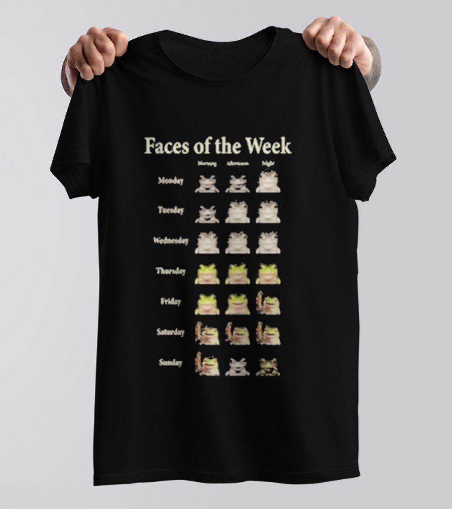 Faces Of The Week Funny Frog Memes Monday To Sunday T-Shirt
