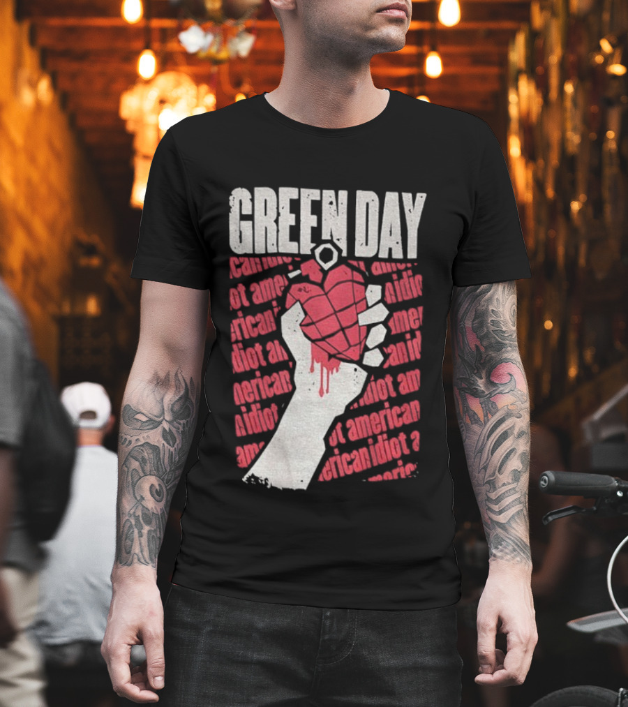 Green Day American Idiot Heart Hand Grenade T-Shirt