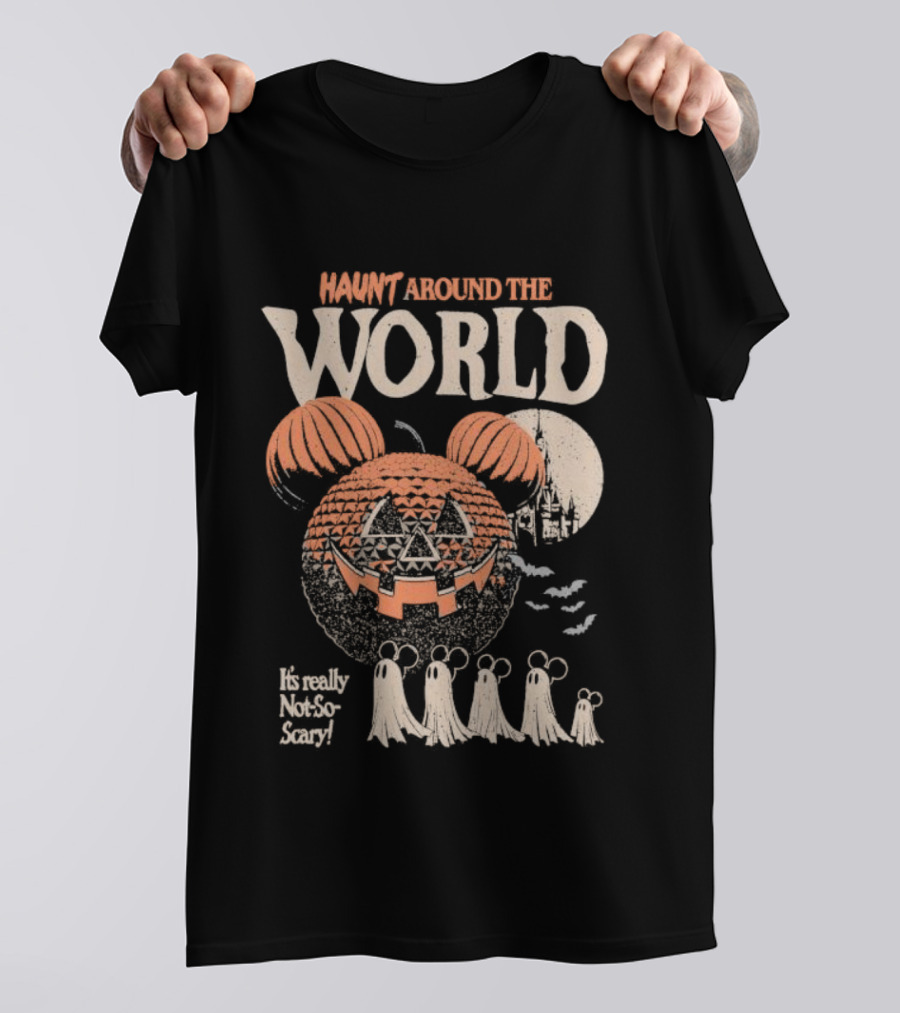 Mickey Inspired Pumpkin Ghosts Happy Haunt Around The World Halloween T-Shirt
