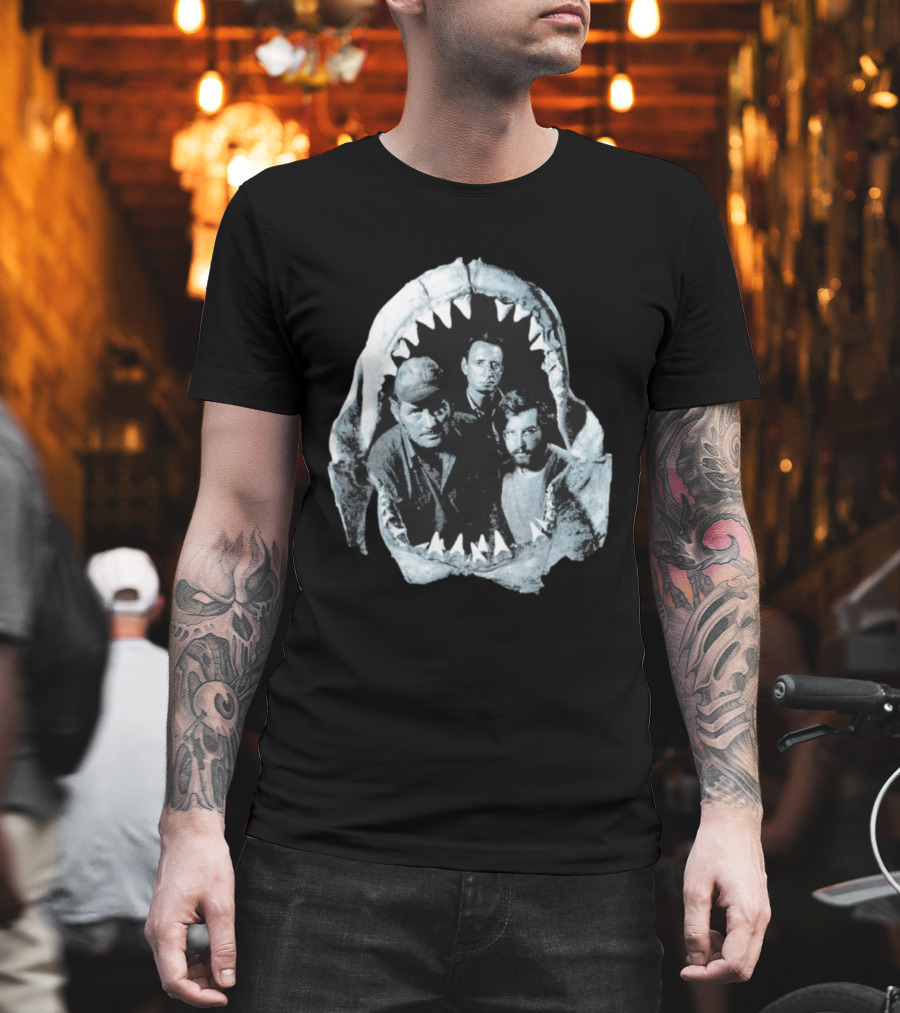 Jaws The Crew Steven Spielberg Classic Movie Cast Inside Shark Mouth T-Shirt