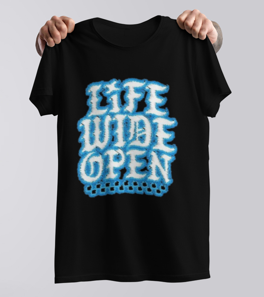 Life Wide Open Chrome Thread Cboystv Bold Blue Distressed Look T-Shirt