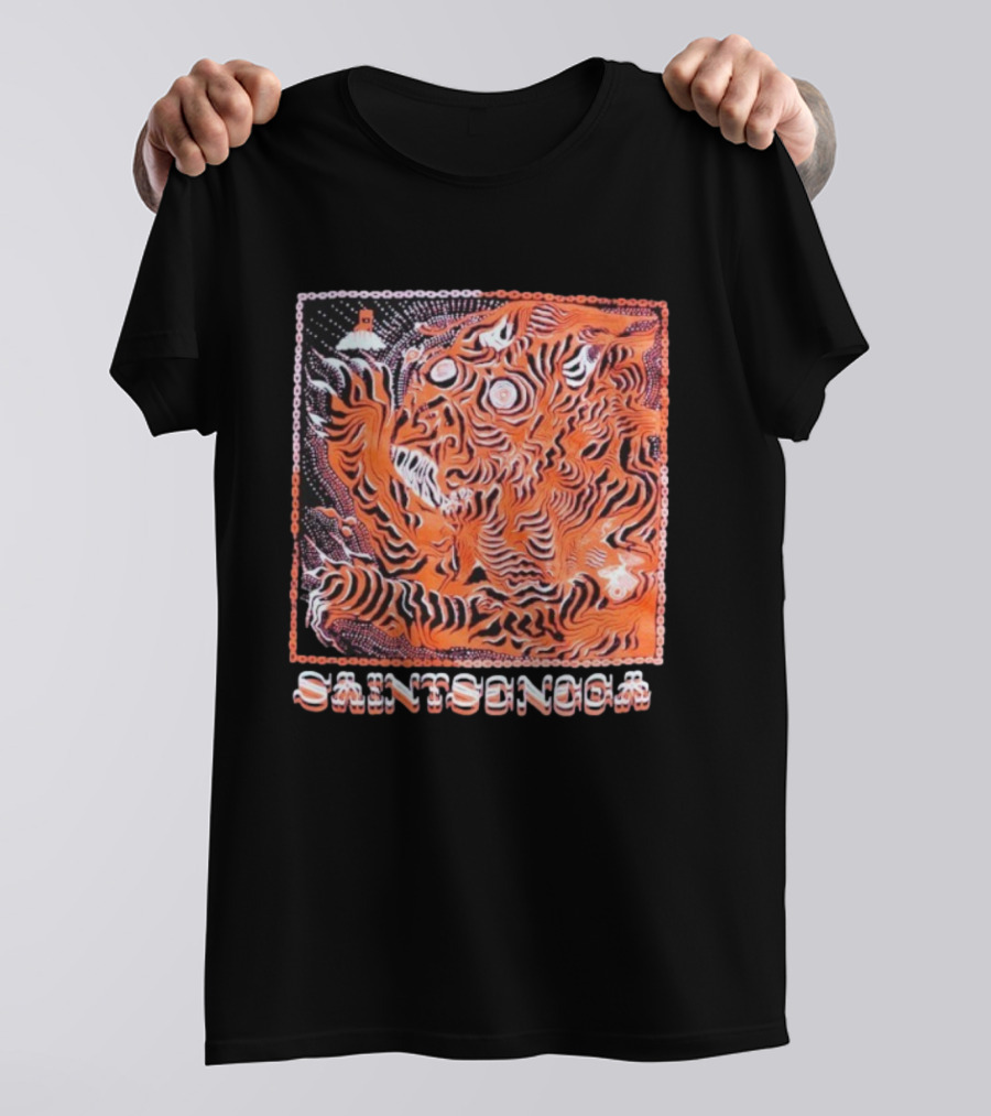 Saintseneca Dream Tiger Psychedelic Orange Tiger With Castle T-Shirt
