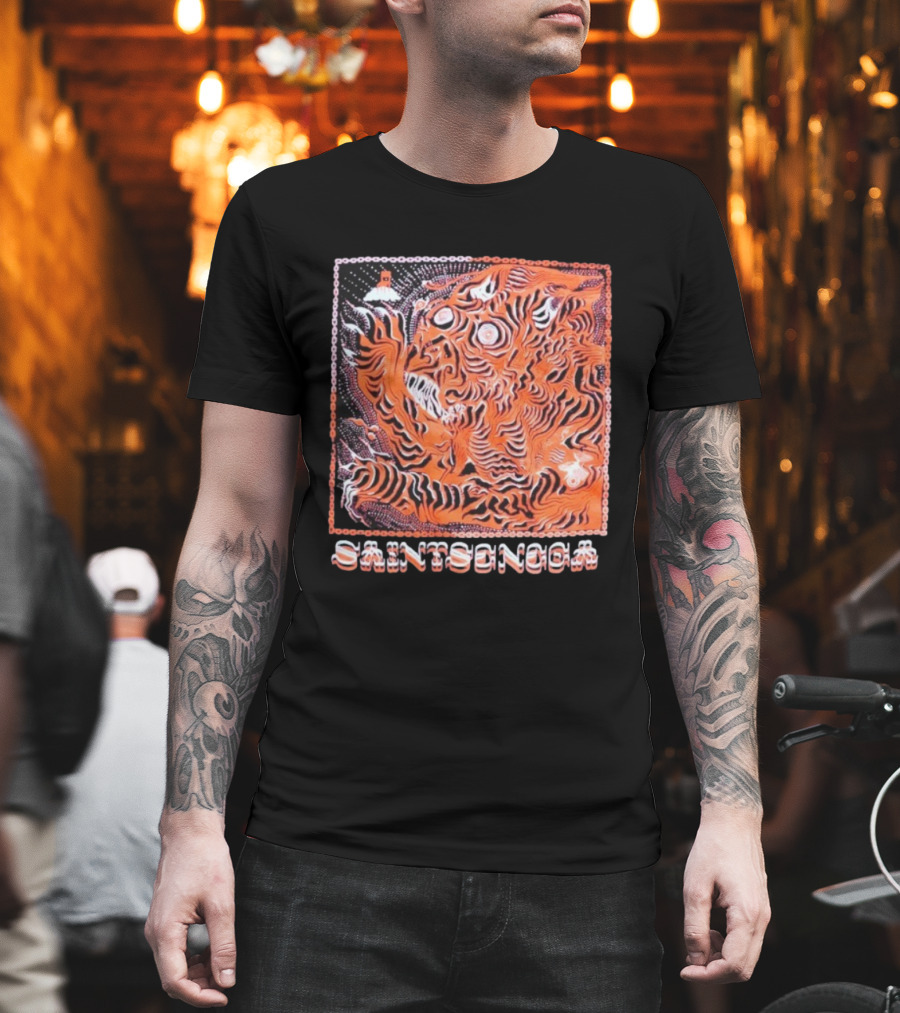 Saintseneca Dream Tiger Psychedelic Orange Tiger With Castle T-Shirt