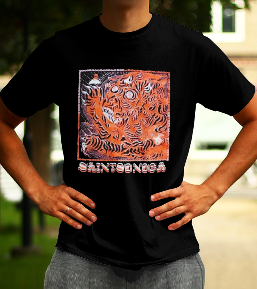 Saintseneca Dream Tiger Psychedelic Orange Tiger With Castle T-Shirt