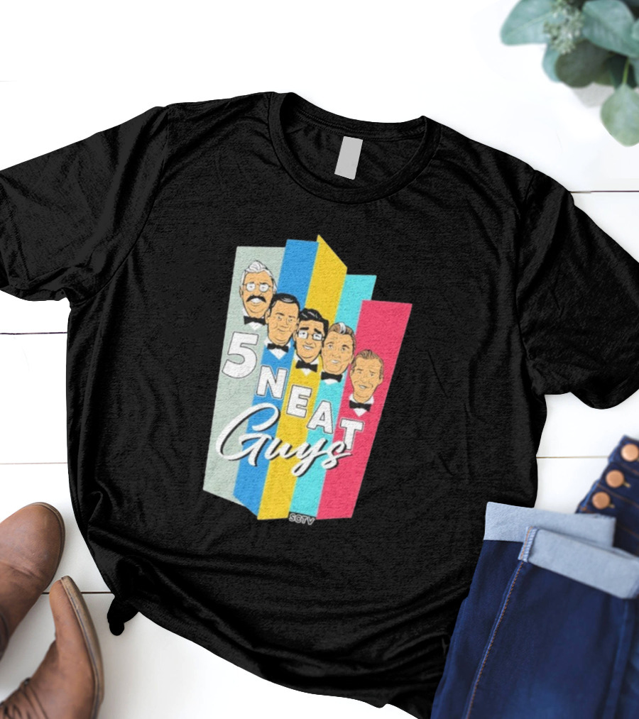 SCTV 5 Neat Guys Bow Tie Graphic Comedy Series T-Shirt