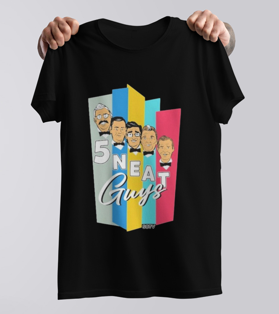 SCTV 5 Neat Guys Bow Tie Graphic Comedy Series T-Shirt