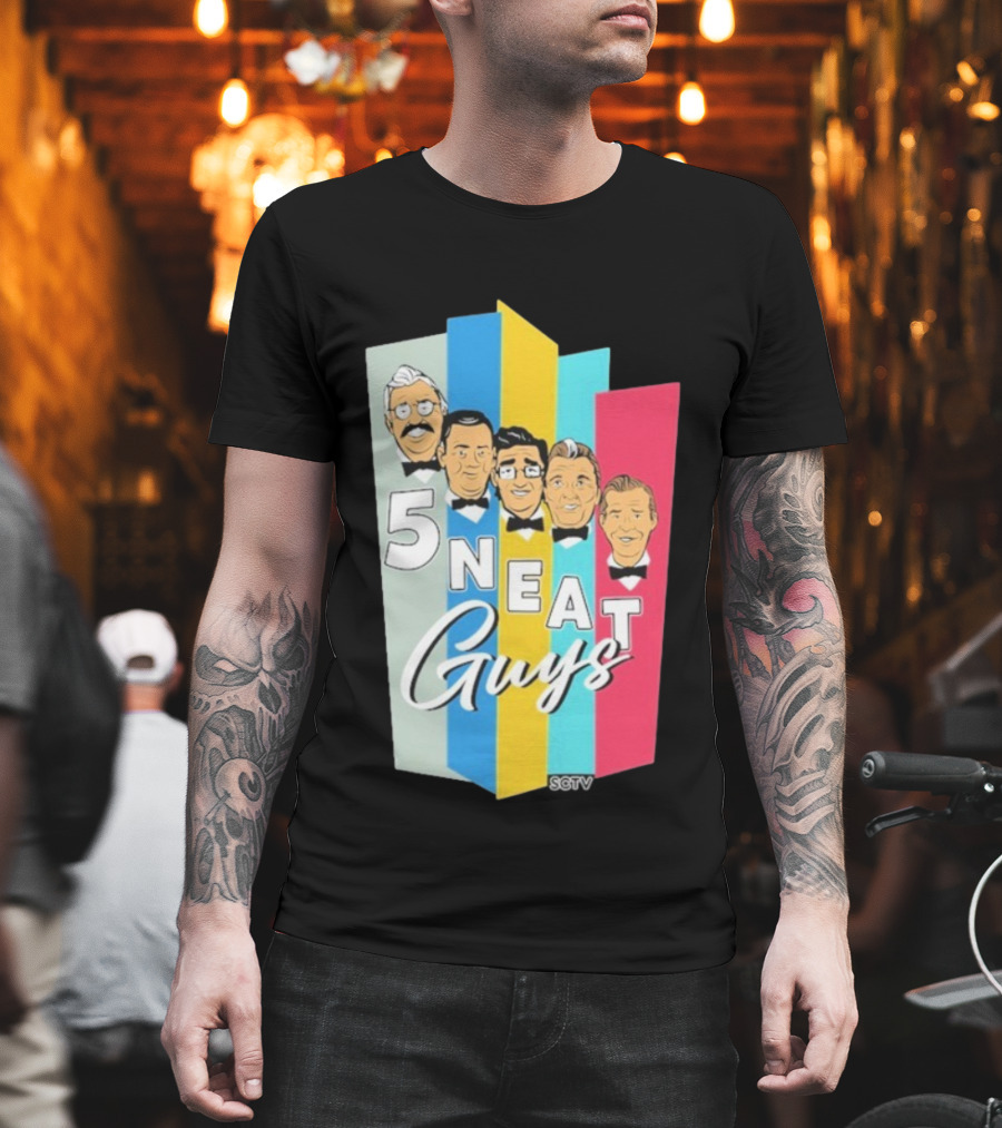SCTV 5 Neat Guys Bow Tie Graphic Comedy Series T-Shirt