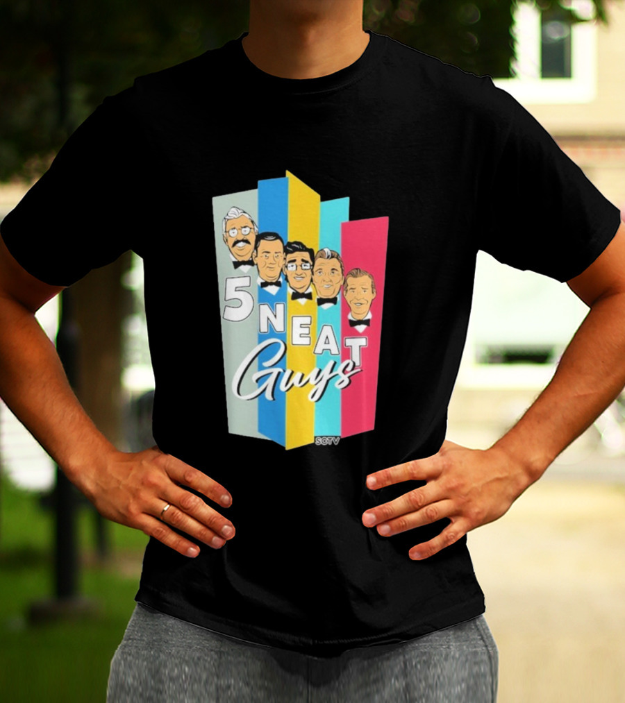 SCTV 5 Neat Guys Bow Tie Graphic Comedy Series T-Shirt