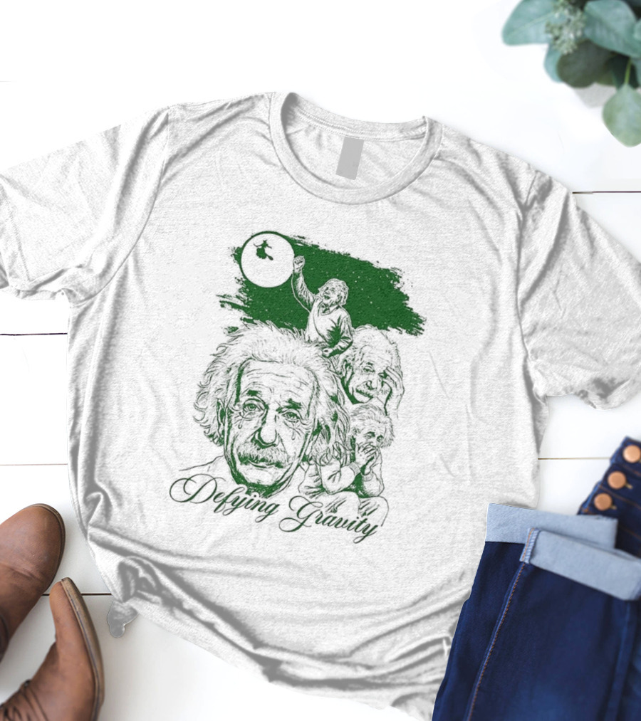 Defying Gravity Einstein Sketch Face With Gravity Concept T-Shirt