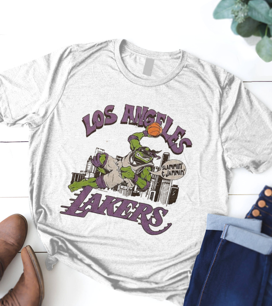 Los Angeles Lakers Donatello Jammin Slammin Teenage Mutant Ninja Turtles T-Shirt