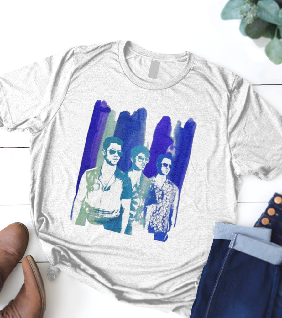 Jonas Brothers Cool Watercolor Style Portrait With Sunglasses T-Shirt
