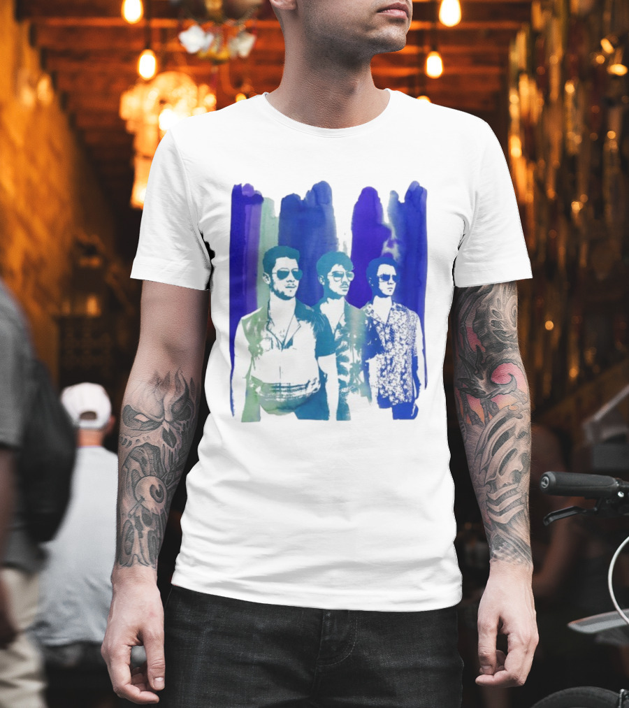 Jonas Brothers Cool Watercolor Style Portrait With Sunglasses T-Shirt