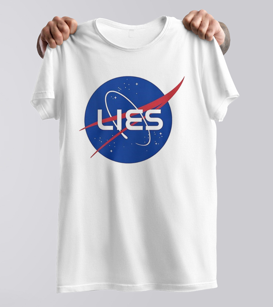 NASA Lies Parody Emblem Graphic T-Shirt