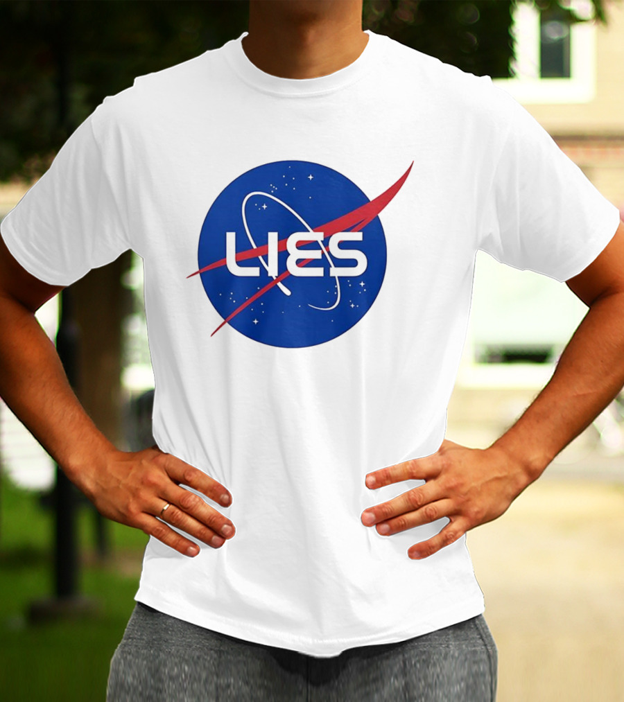 NASA Lies Parody Emblem Graphic T-Shirt