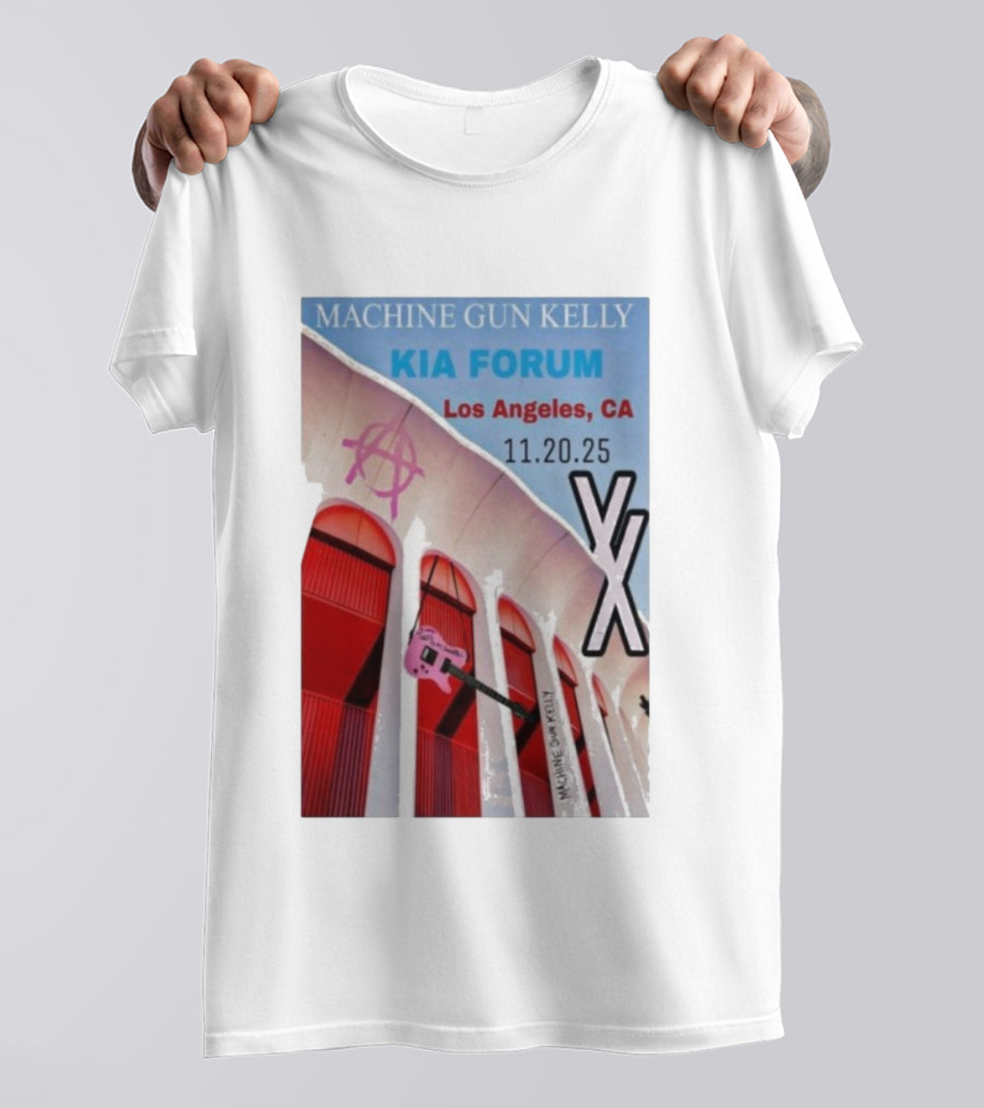 Machine Gun Kelly Kia Forum Los Angeles 11.20.25 Pink Guitar XX T-Shirt