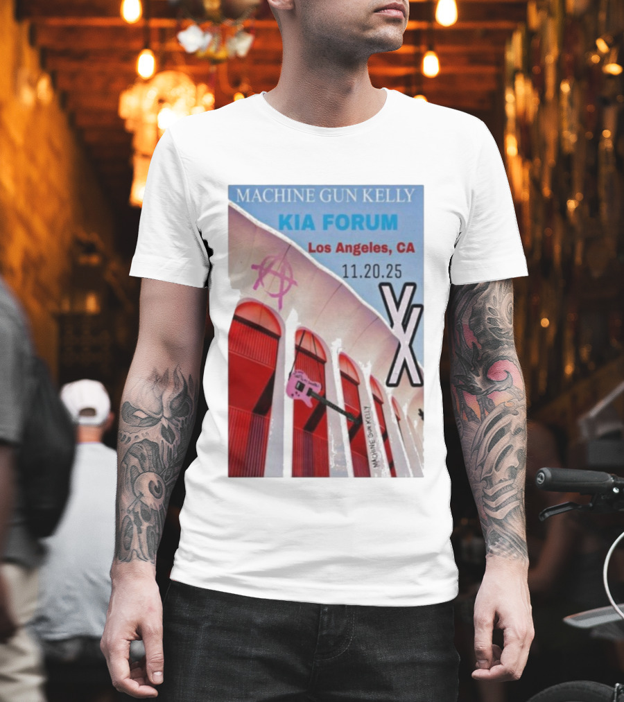 Machine Gun Kelly Kia Forum Los Angeles 11.20.25 Pink Guitar XX T-Shirt