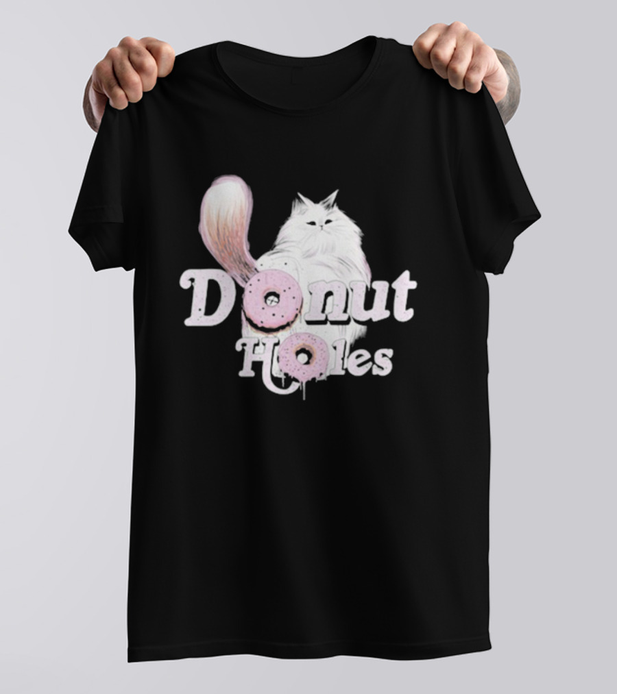 Donut Holes Cat Funny Cute Kitten With Pink Donuts T-Shirt
