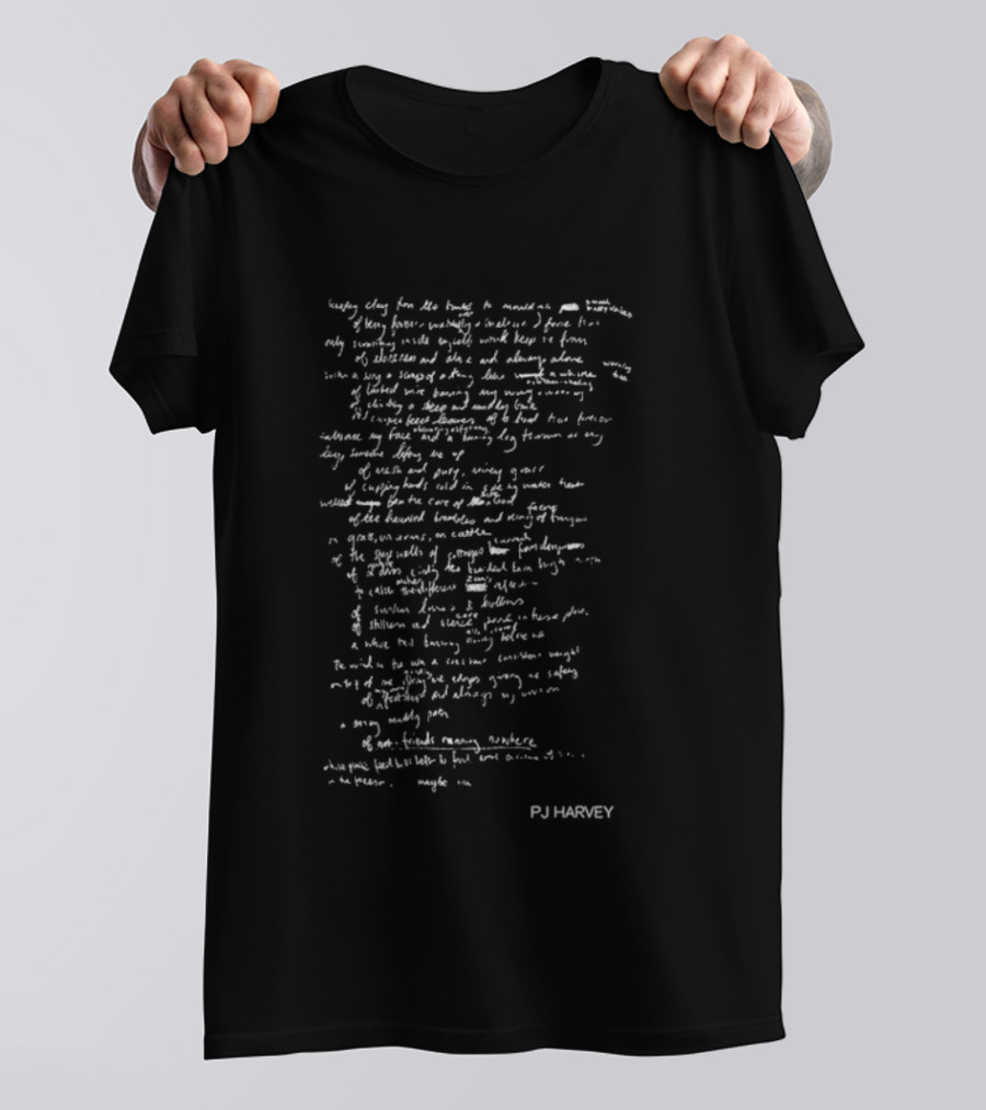 Pj Harvey Seem An I Handwritten Poetic Lyrics Text T-Shirt