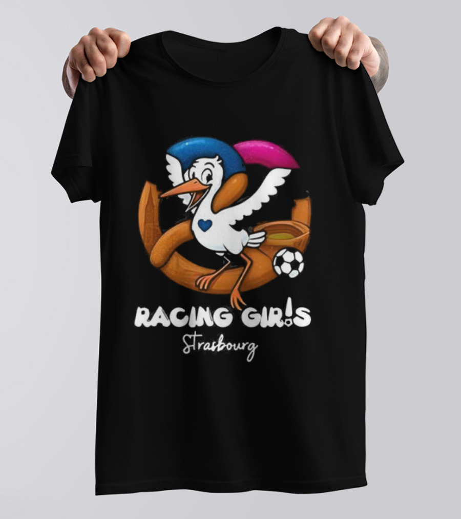 Racing Girls Strasbourg Stork With Football And Heart T-Shirt