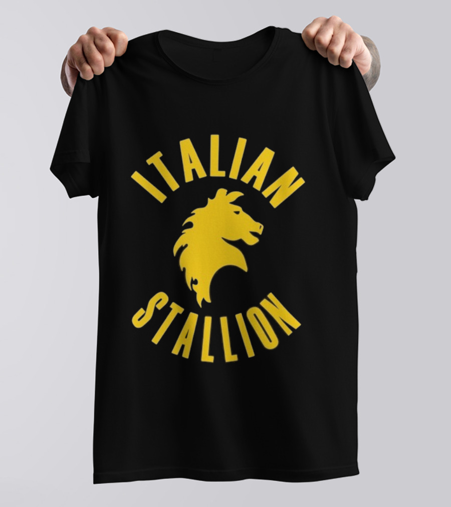 Rocky Balboa Italian Stallion Iconic Yellow Horse Emblem T-Shirt