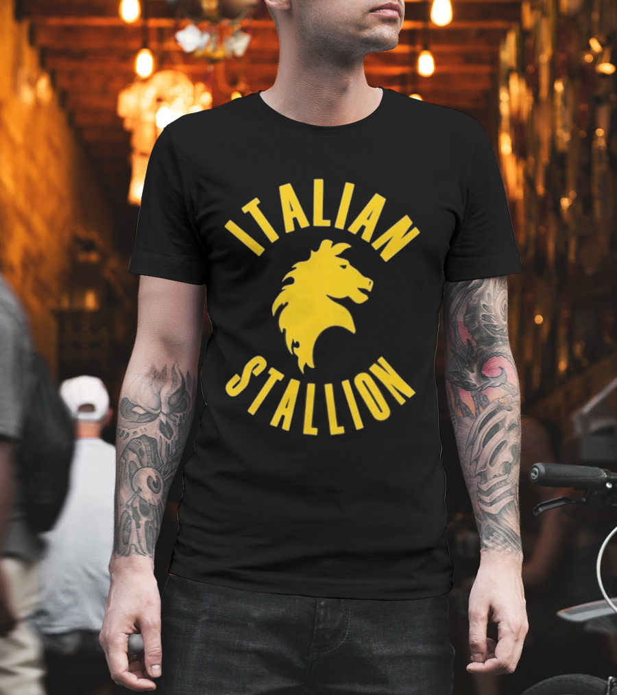 Rocky Balboa Italian Stallion Iconic Yellow Horse Emblem T-Shirt