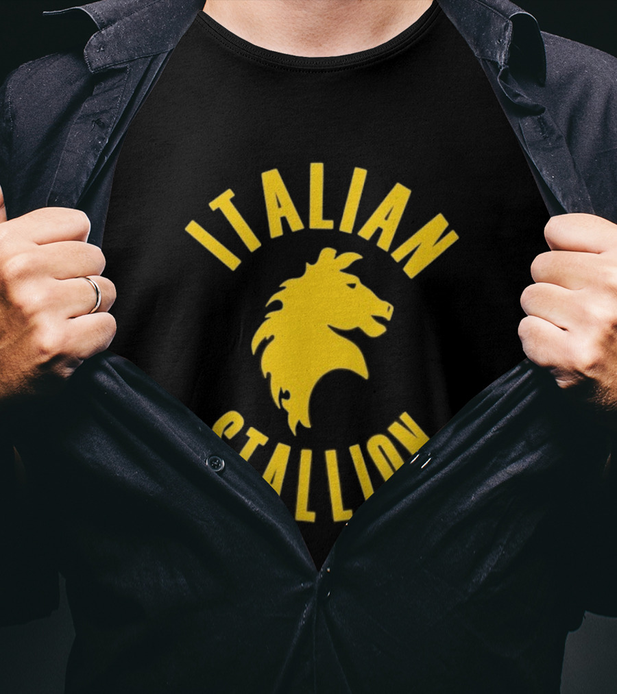 Rocky Balboa Italian Stallion Iconic Yellow Horse Emblem T-Shirt