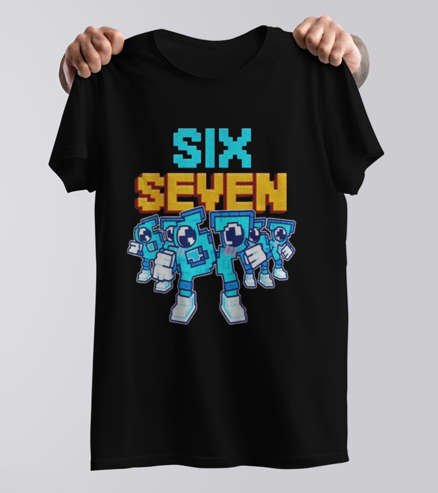 Steal A Brainrot Six Seven Italian Brainrot 67 Meme Gen Alpha Retro Pixel Art Characters T-Shirt
