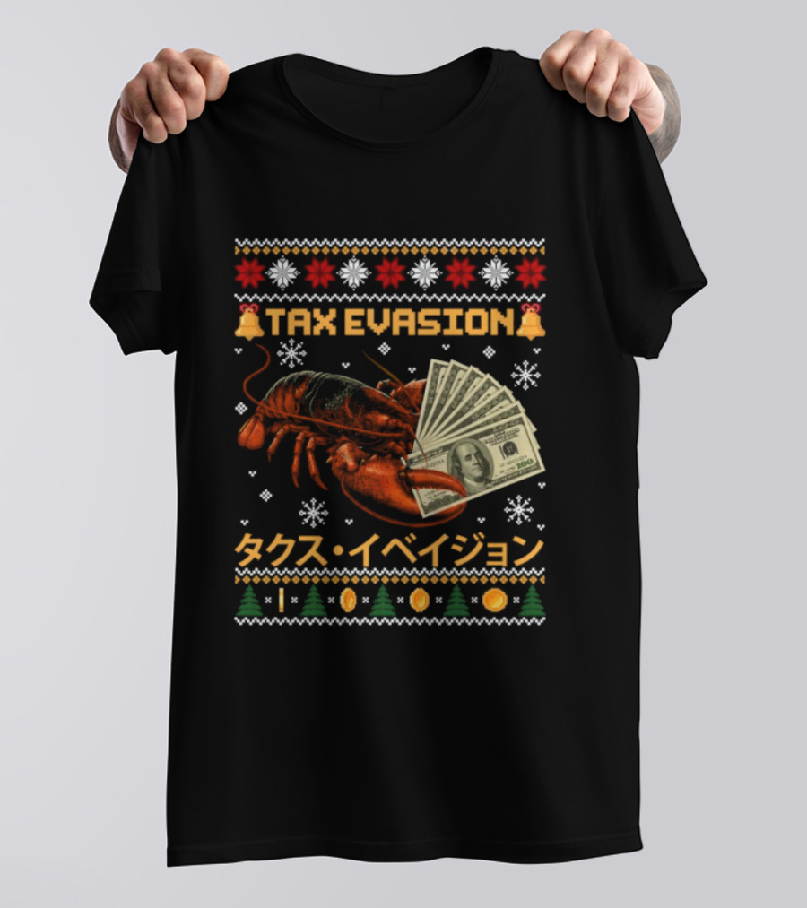 Tax Evasion Lobster Christmas Money Snowflakes T-Shirt
