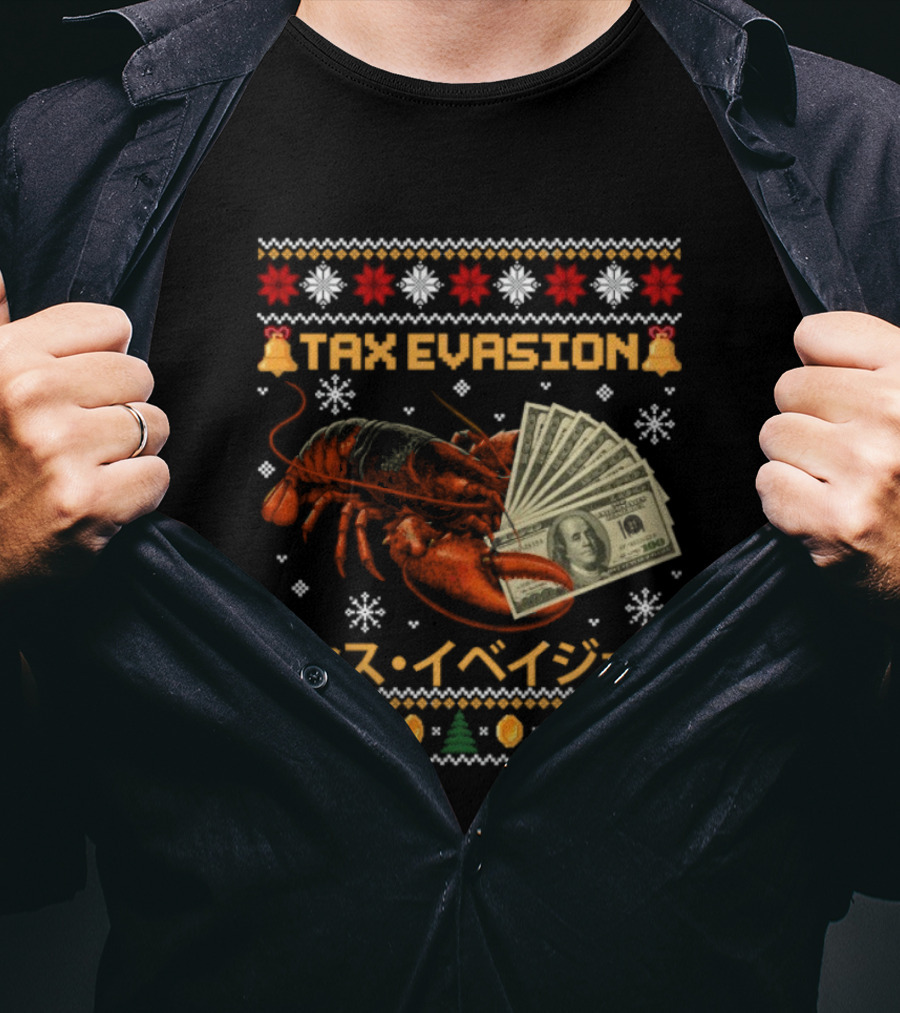 Tax Evasion Lobster Christmas Money Snowflakes T-Shirt