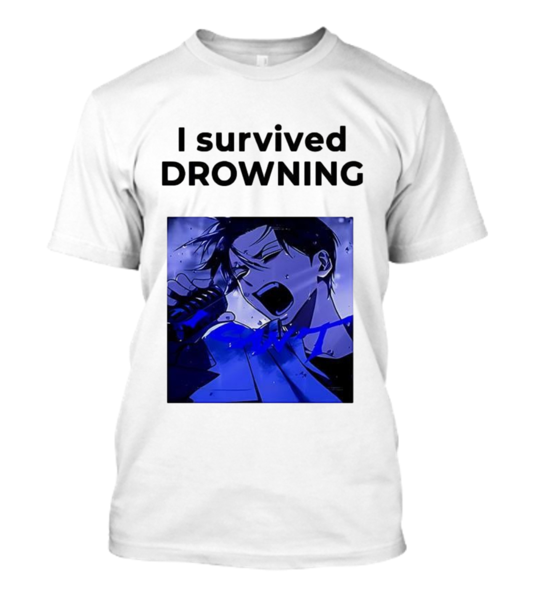 I Survived Drowning Akamu Na Ko Anime Character Blue Art T-Shirt