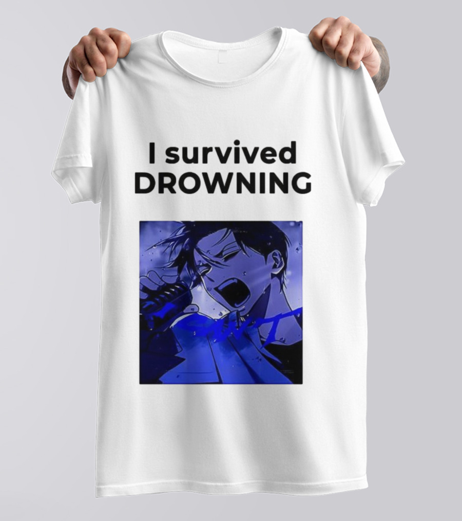 I Survived Drowning Akamu Na Ko Anime Character Blue Art T-Shirt