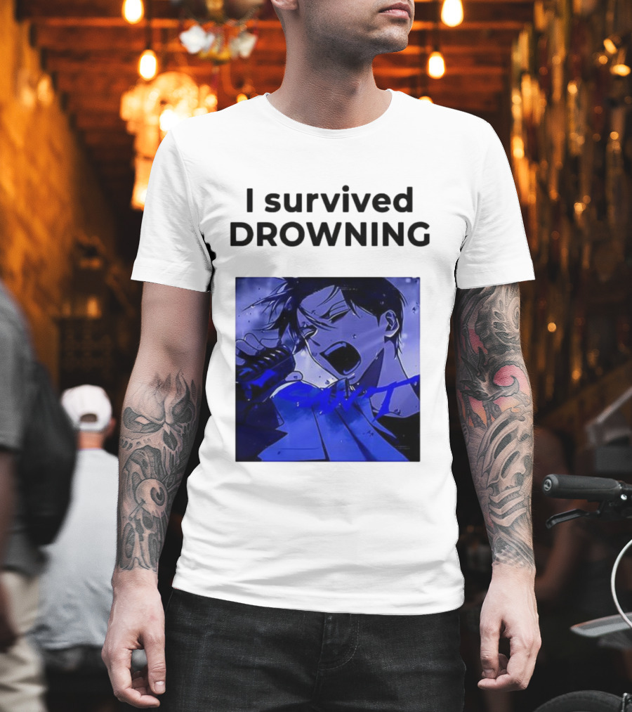 I Survived Drowning Akamu Na Ko Anime Character Blue Art T-Shirt
