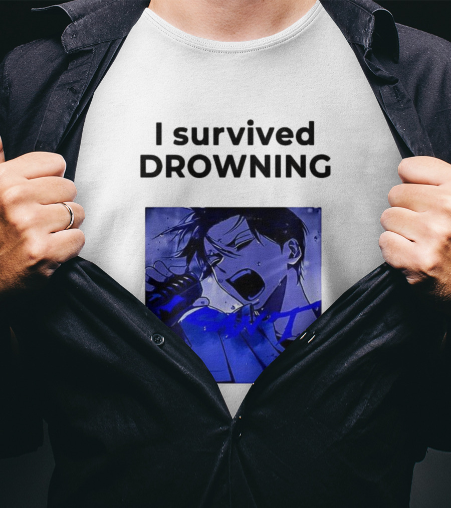 I Survived Drowning Akamu Na Ko Anime Character Blue Art T-Shirt