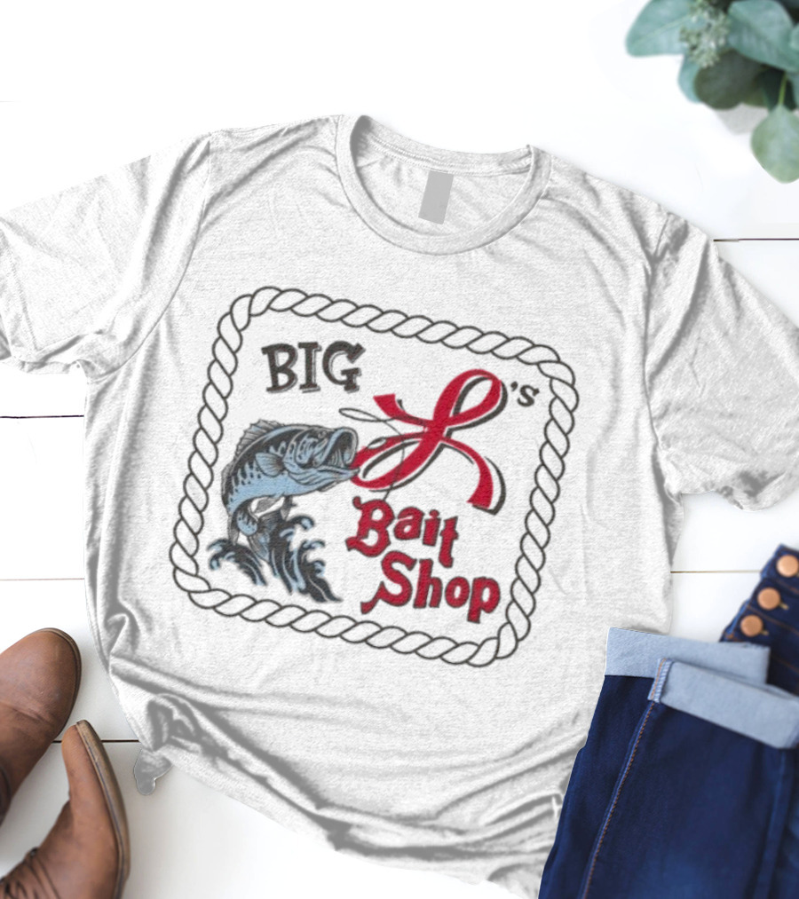 Big L's Bait Shop Classic Fishing Big Catch Rope Frame T-Shirt