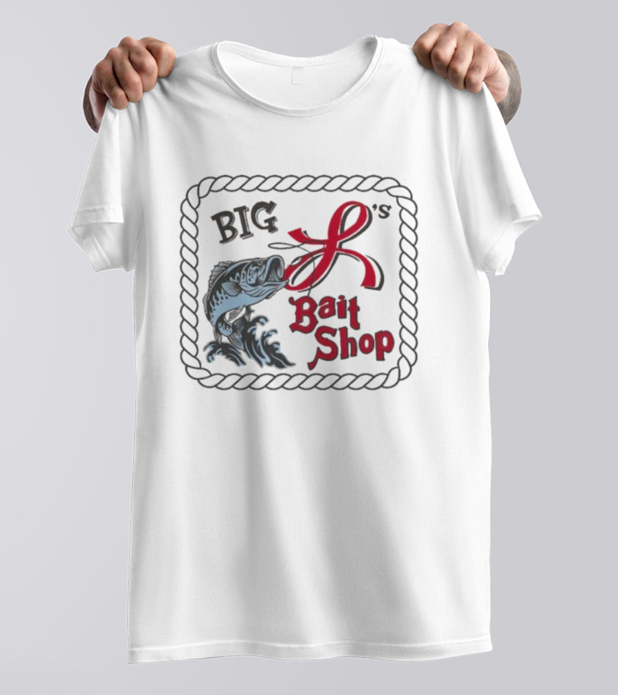 Big L's Bait Shop Classic Fishing Big Catch Rope Frame T-Shirt